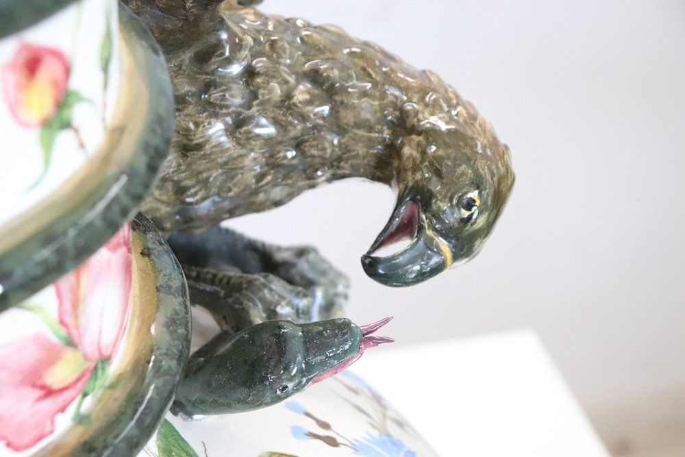 photo furniture Ceramic Vase With Relief Figures Of Eagle And Crocodile, Early 20th Century