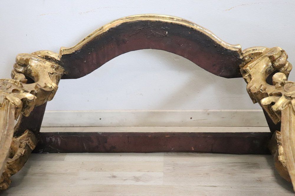 Antique Carved And Gilded Wood Console Table With Marble Top, 18th Century photo for sale