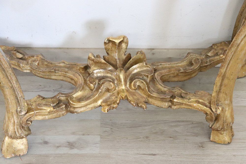 Antique Carved And Gilded Wood Console Table With Marble Top, 18th Century photo buy