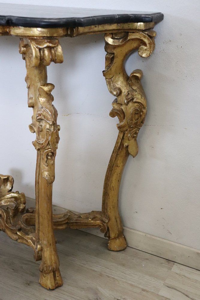 6066.0 Antique Carved And Gilded Wood Console Table With Marble Top, 18th Century photo