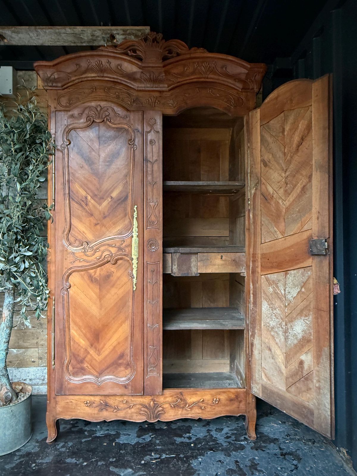 Stunning Imposing Antique French Cherrywood Armoire photo vintage