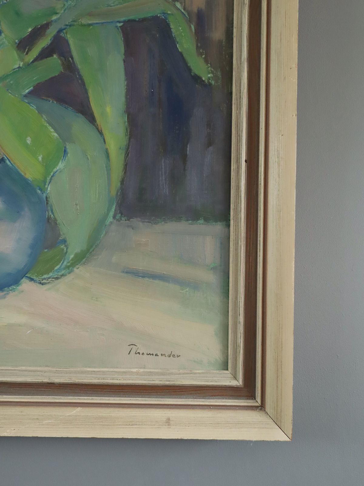 Tulips In A Blue Vase Oil Painting photo vinterior