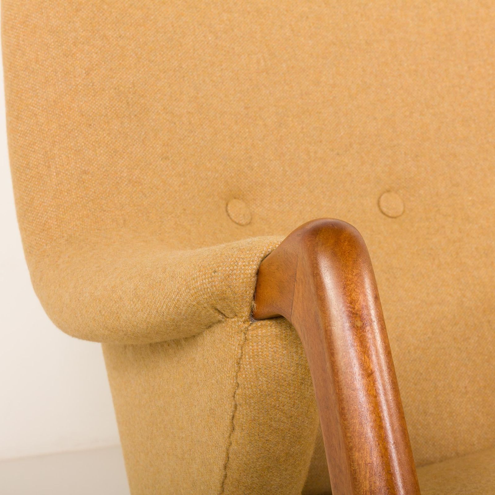 photo for sale Scandinavian Mid Century Lounge Chairs In Teak And Wool, Set Of 2, 1960s