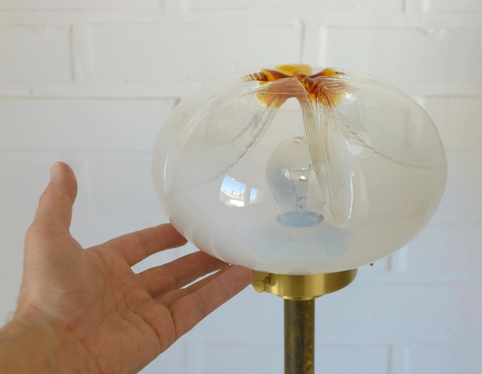 Mazzega Vintage Desk Lamp / Murano Glass Mushroom Floor Lamp / Mid Century Modern Table Light 1970's photo 314.0