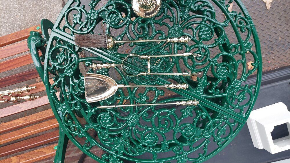 Victorian Brass Set Of Three Fire Irons photo furniture