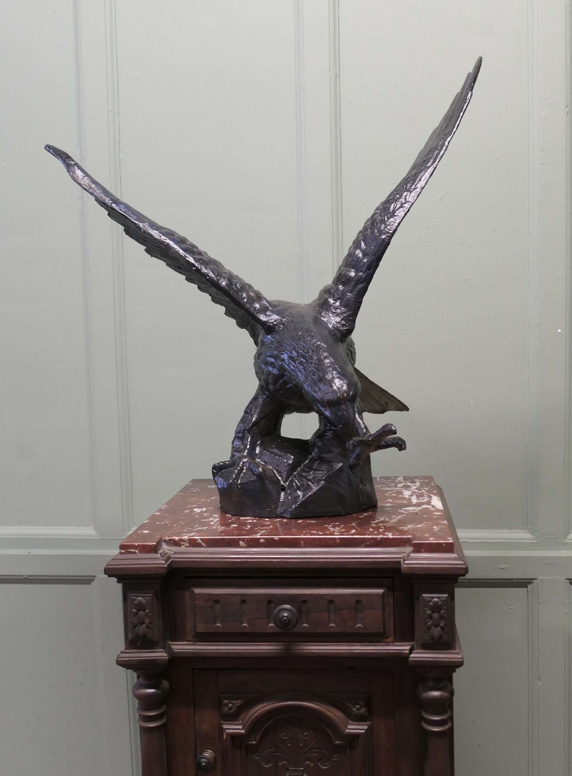 Pair Of Large Old Iron Eagle Statues Or Pillar Caps A Pair Of Large Old Weathered Eagle photo buy