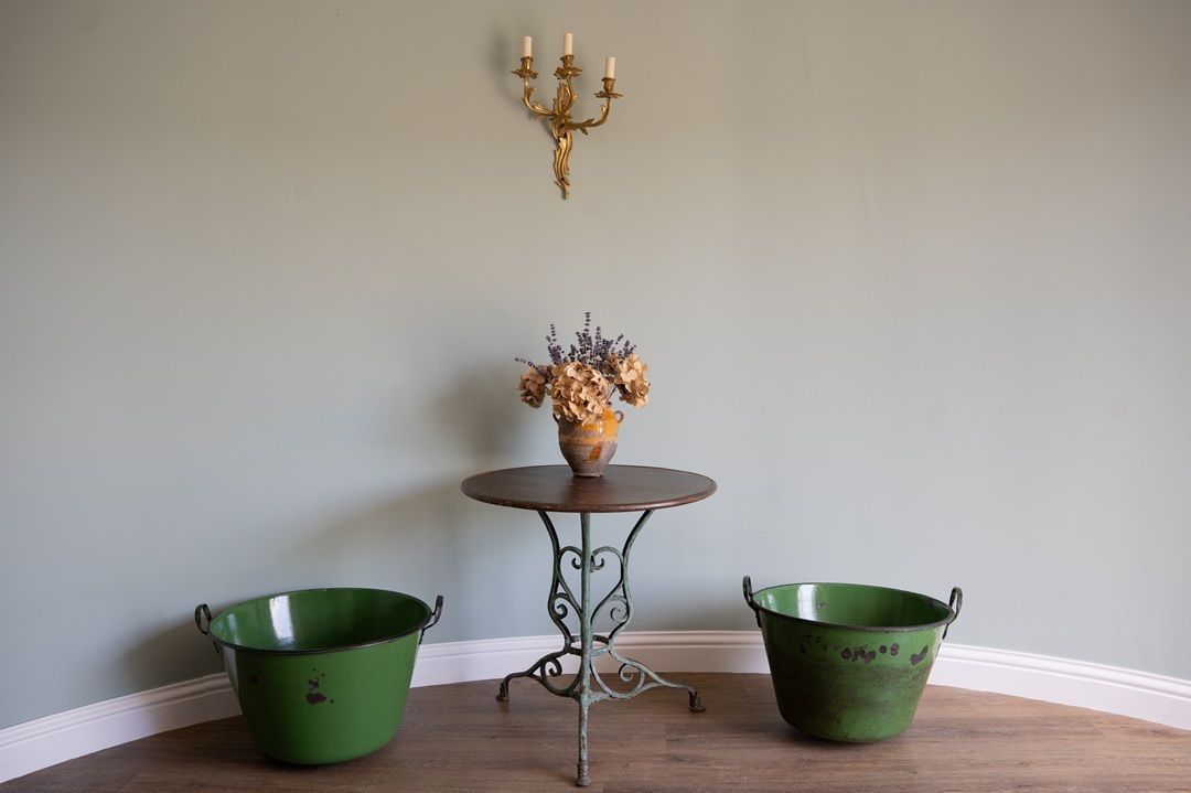 A Near Pair Of Large Green Galvanised Garden Planters photo furniture