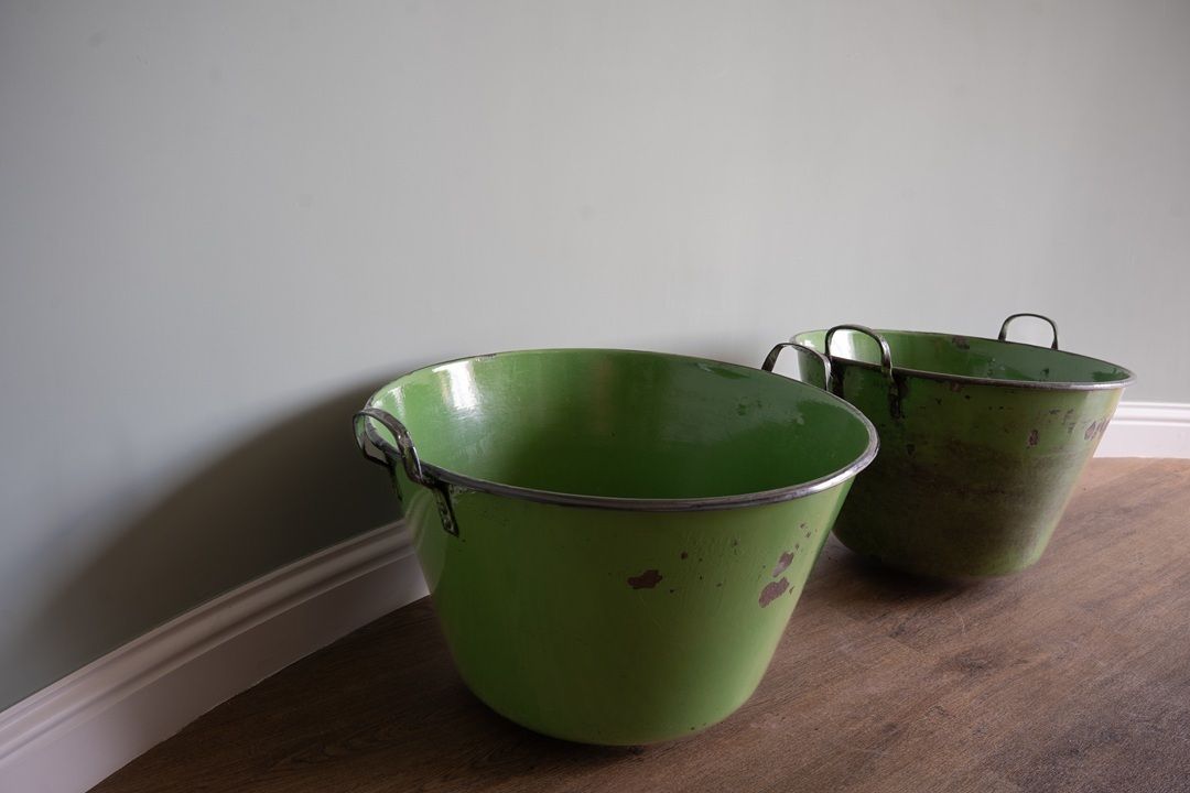 A Near Pair Of Large Green Galvanised Garden Planters photo 420.0