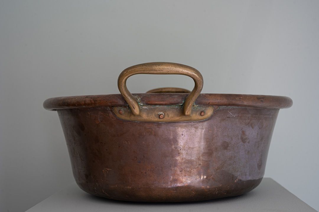 Antique Copper Pot Planter photo vintage