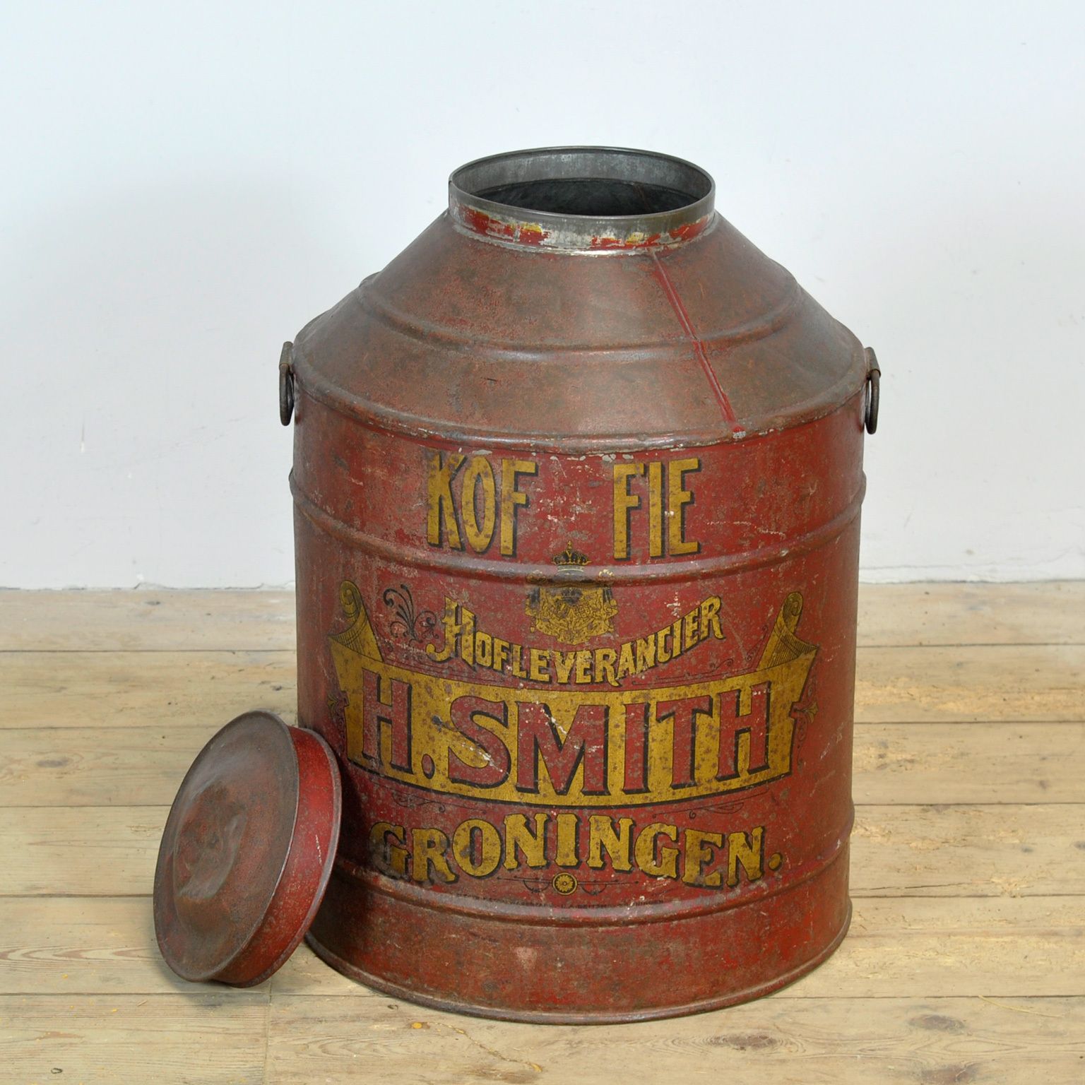 Large Metal Coffee Tin By H. Smith, Circa 1920 photo for sale