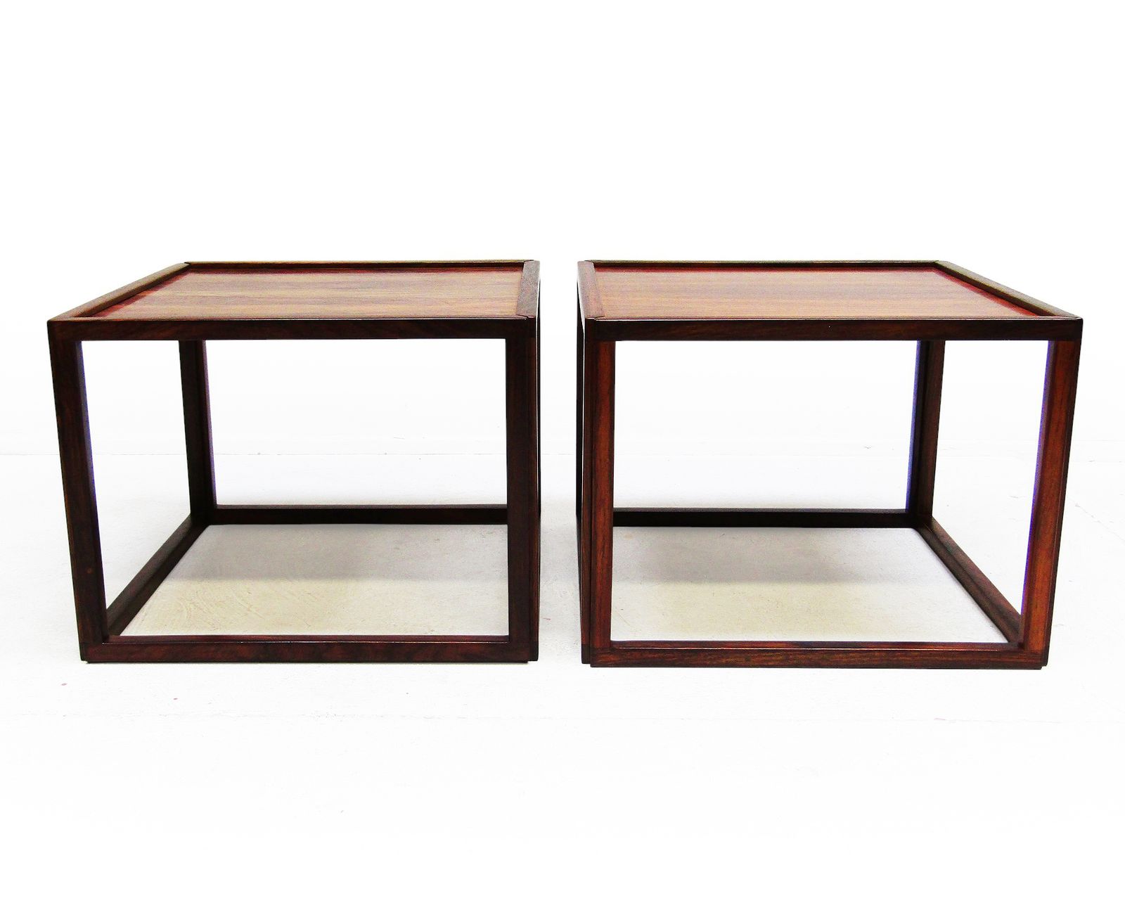 Pair Of Danish Cube Side Tables In Rio Rosewood By Kai Kristiansen photo vinterior