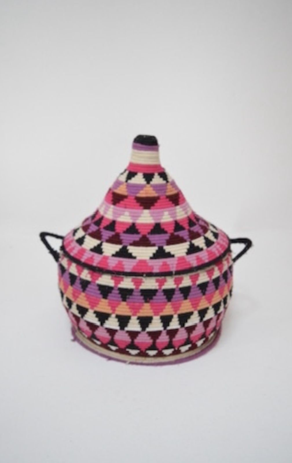 Vintage Berber Basket Handwoven Moroccan Lidded Container photo 429.0