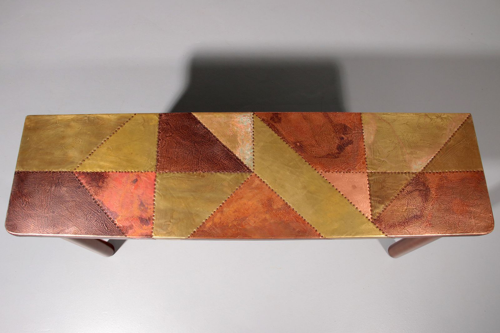 Lorenzo Burchiellaro, Side Table, Copper And Stained Beechwood, Italy, 1960s. photo vintage