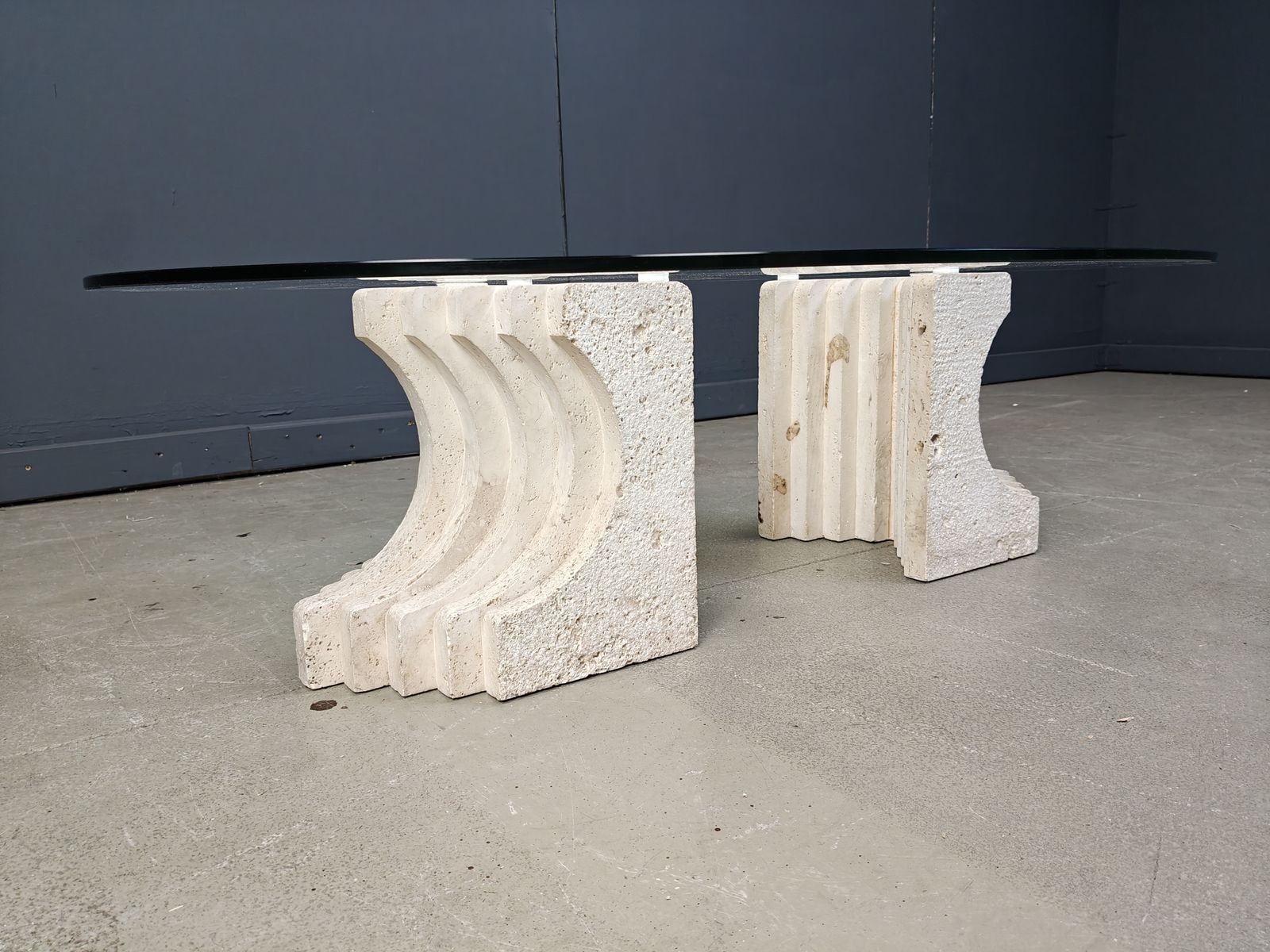 Travertine Coffee Table In The Manner Of Carlo Scarpa, 1970s photo buy