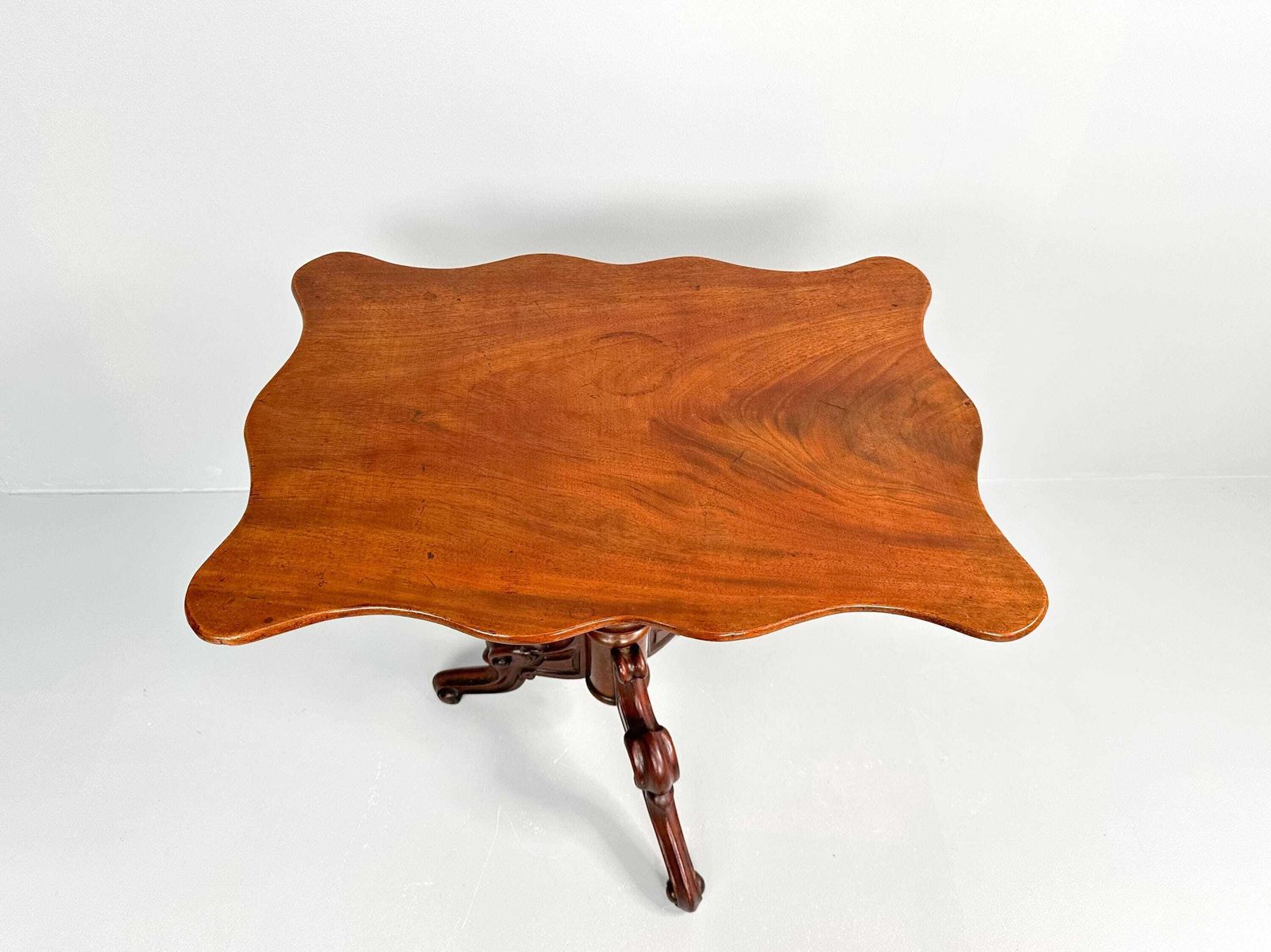 Antique Mahogany Pedestal Table With Contoured Top photo Furniture