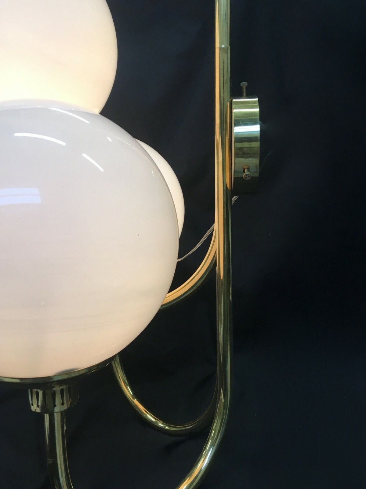 Pair Of Brass Sconces With Murano Glass Ball photo for sale