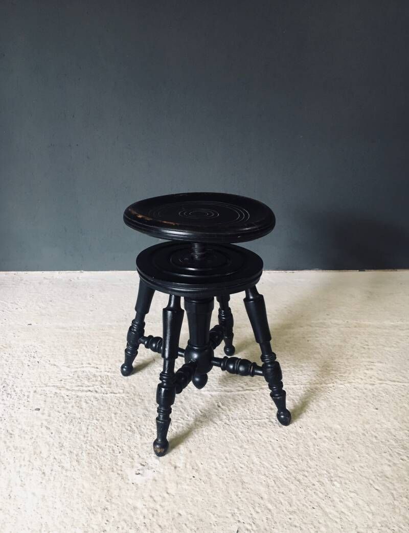 Early 20th Century Design Black Stained Piano Stool photo furniture