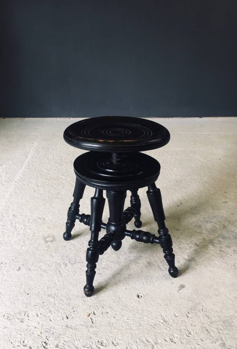 Early 20th Century Design Black Stained Piano Stool photo 325.0