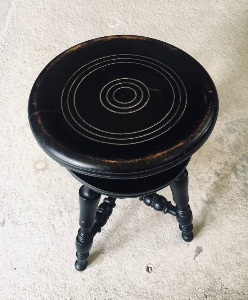 photo buy Early 20th Century Design Black Stained Piano Stool