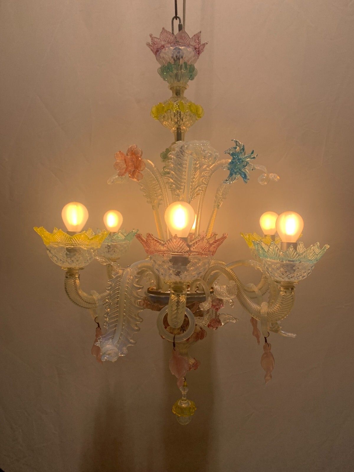 Murano Pendant Chandelier Attributed To Cesare Toso 1960s 6 Lights Italy photo furniture