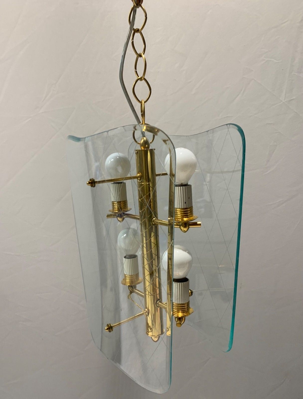 Lanterne Lampadari  Coppia  Anni '60  Vetro Di Murano Attribuite A Fontana Arte photo for sale
