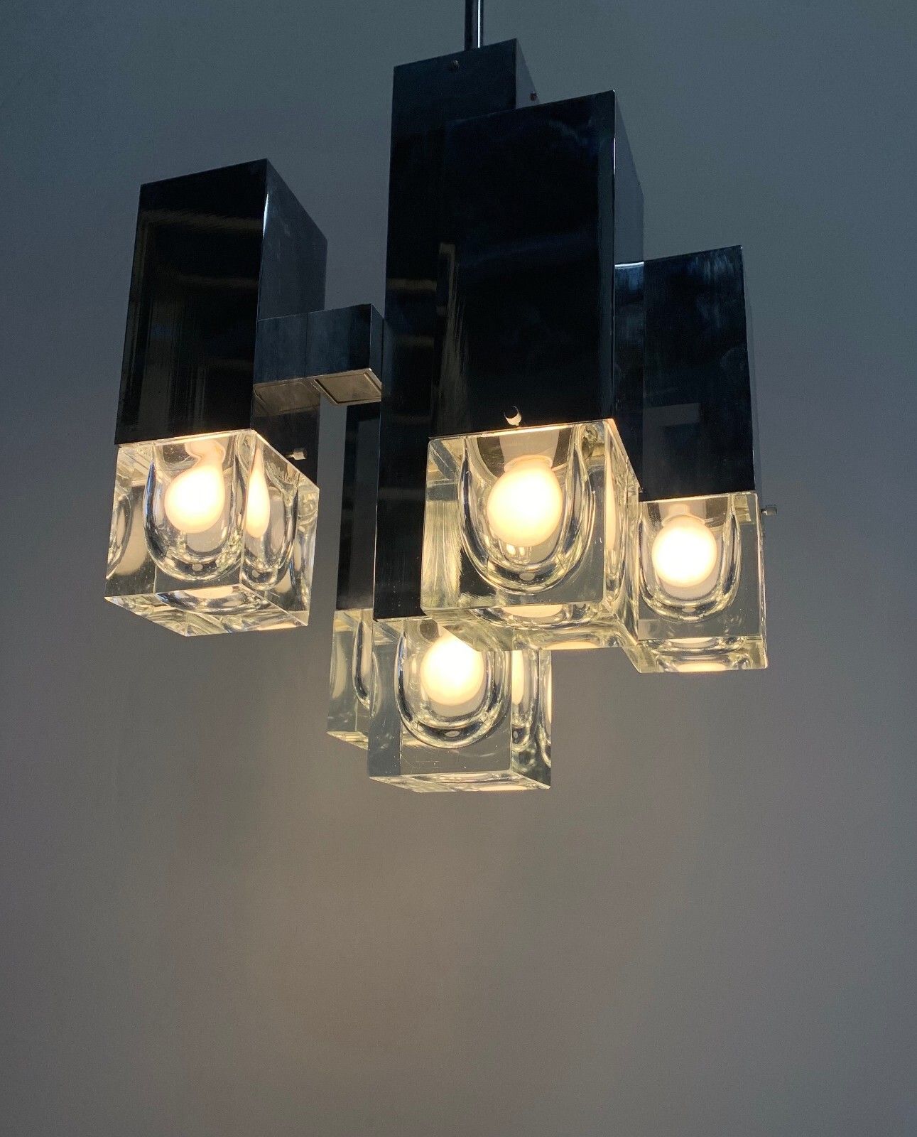 Vintage 1970s 5 Light Scallop Chandelier Restored Clear photo furniture