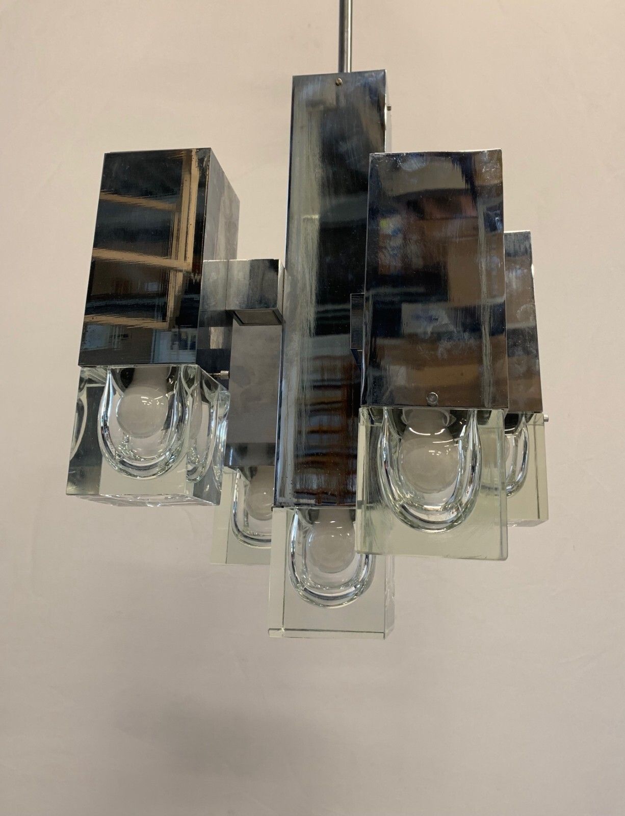 Vintage 1970s 5 Light Scallop Chandelier Restored Clear photo 696.0