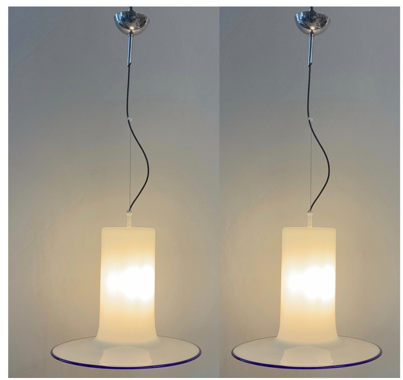 Pair Of Flashy Murano Glass Pendant Chandeliers