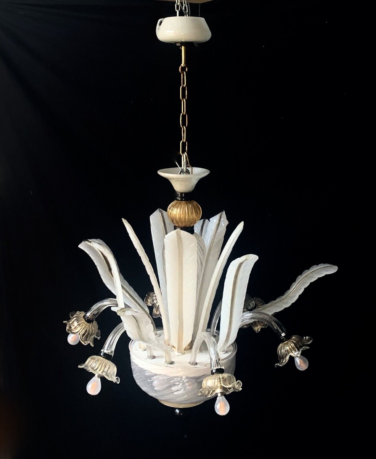 Murano Glass Chandelier Attributed To Seguso 1960 Vintage Made In Italy photo vintage