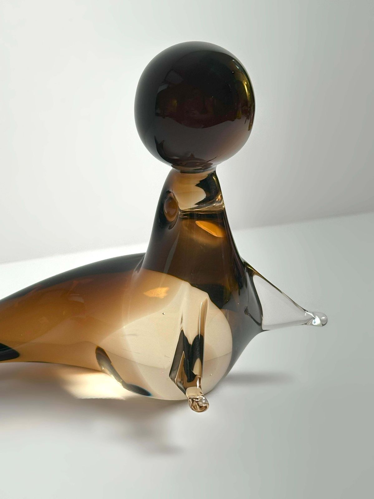 Murano Smoked Sommerso Glass Seal Sculpture, V. Nason, Italy  1970s photo furniture