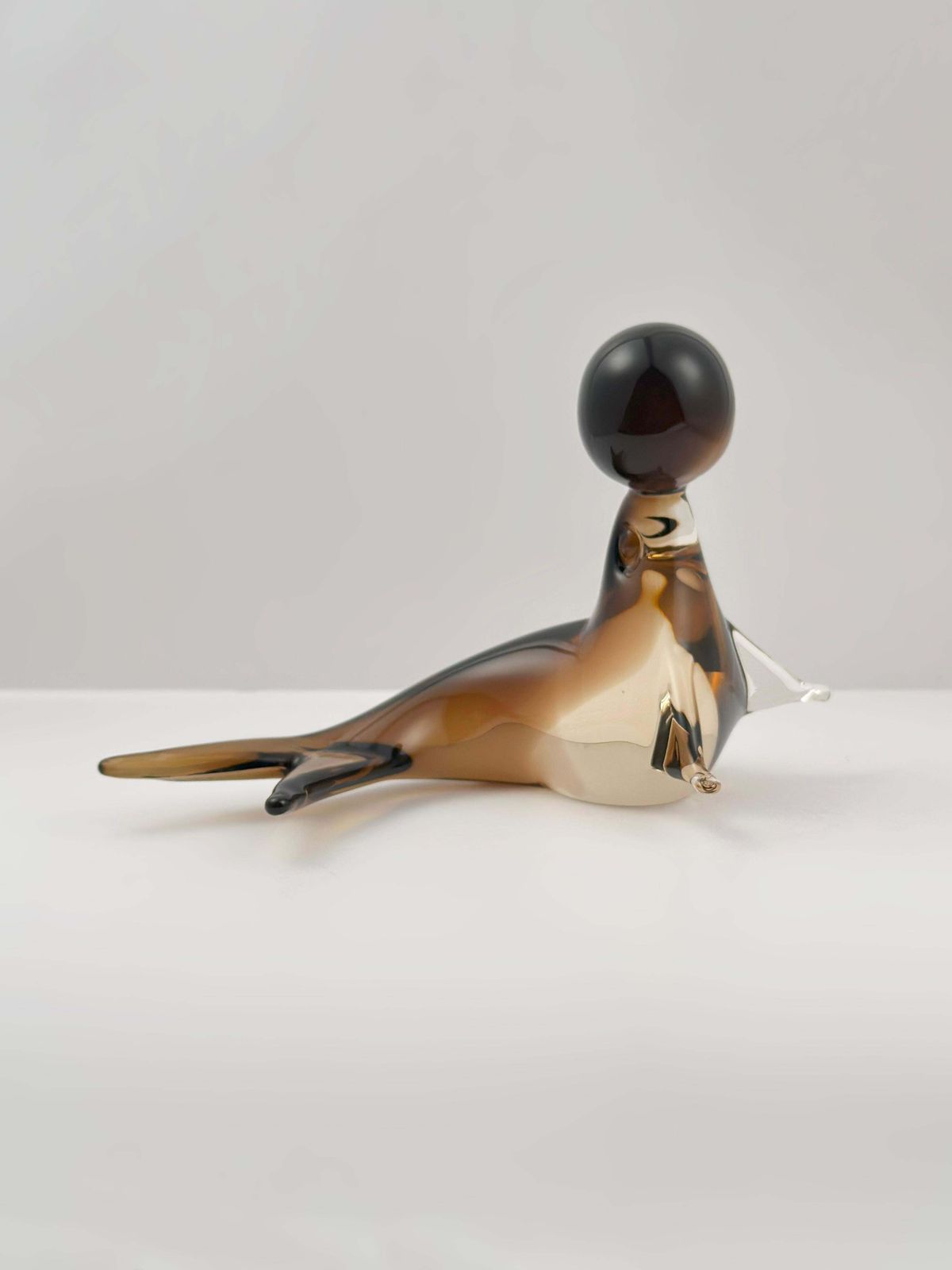 Murano Smoked Sommerso Glass Seal Sculpture, V. Nason, Italy  1970s photo 220.0
