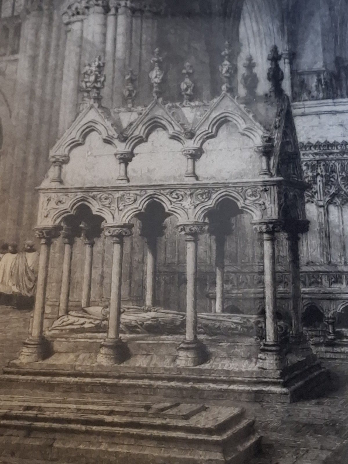 Antique Large  Axel Haig Etching Interior York Minster South Transept 1905 Rare photo vintage