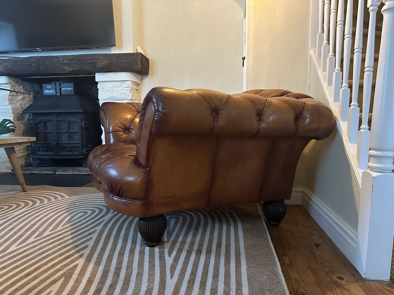 Tetrad Oskar Chesterfield Chair In Brown Buffalo Hide Leather Stunning photo furniture