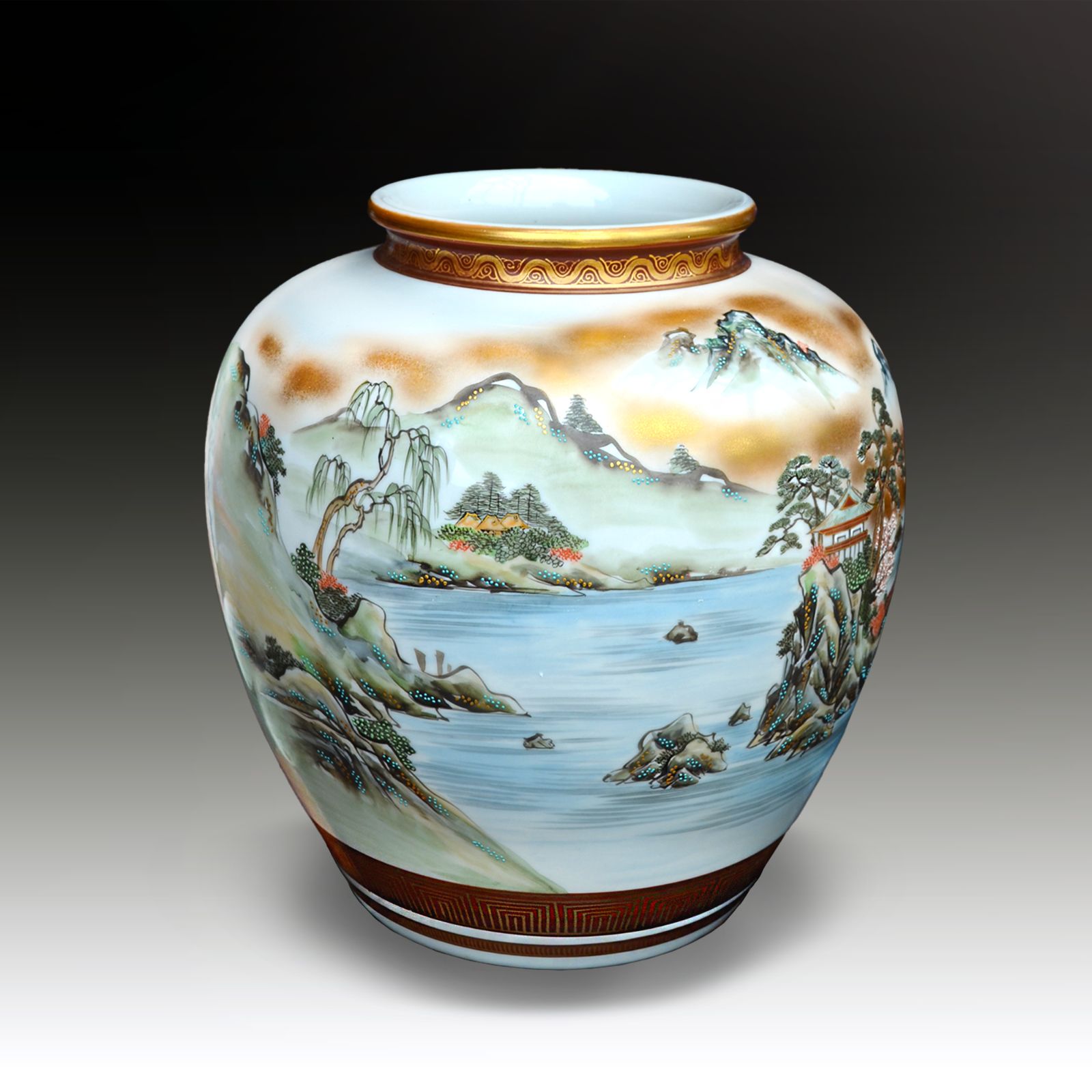 Japanese Kutani Large Vase Beautifully Decorated Taisho Period Perfect Condition photo 377.0