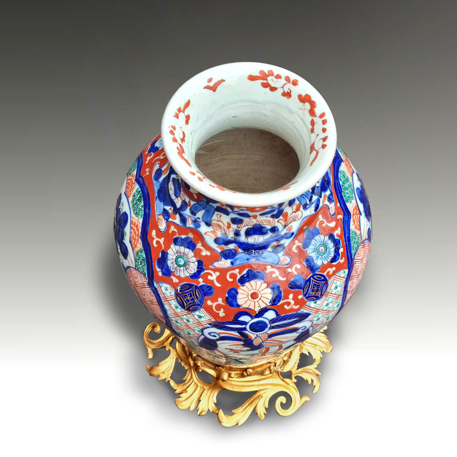 Japanese Ormolu Mounted Imari Lge Vase Late Edo/Early Meiji Stunning  40cm H photo 814.0