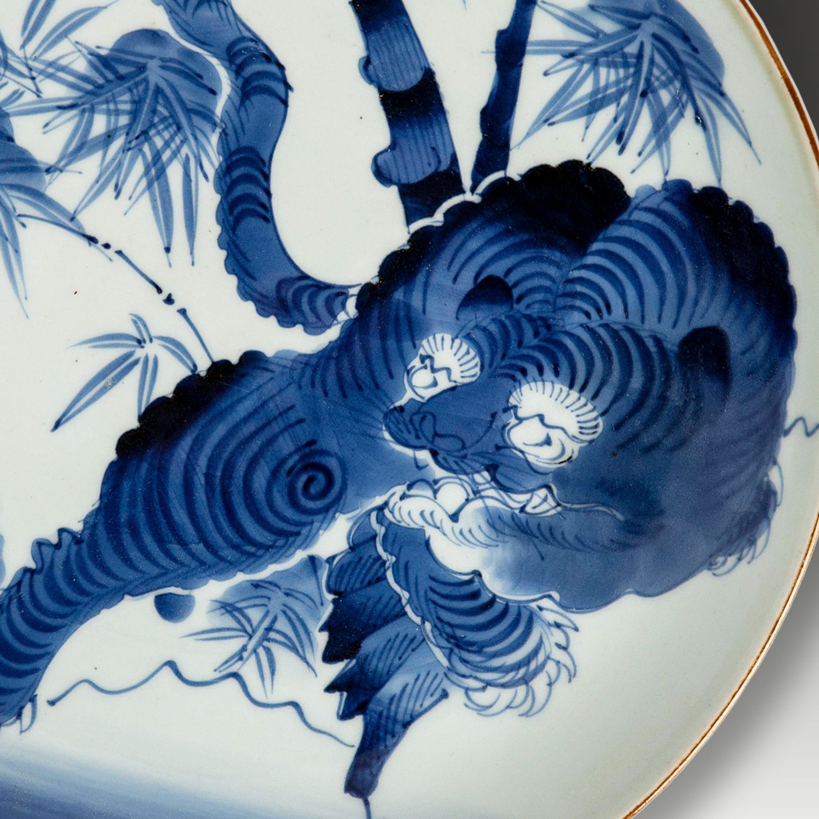 Japanese Edo Period Arita Charger  Tiger & Bamboo By A Waterfall Diameter 33cm photo furniture