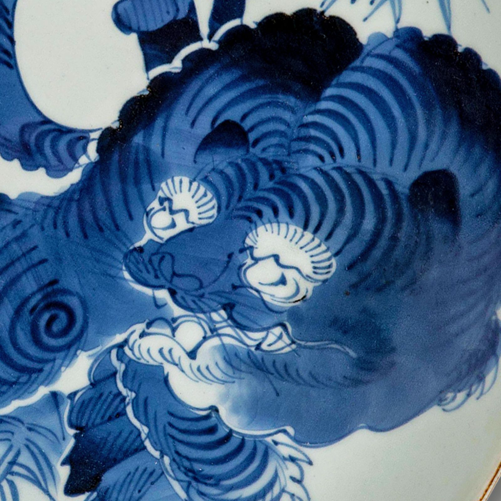 Japanese Edo Period Arita Charger  Tiger & Bamboo By A Waterfall Diameter 33cm photo for sale