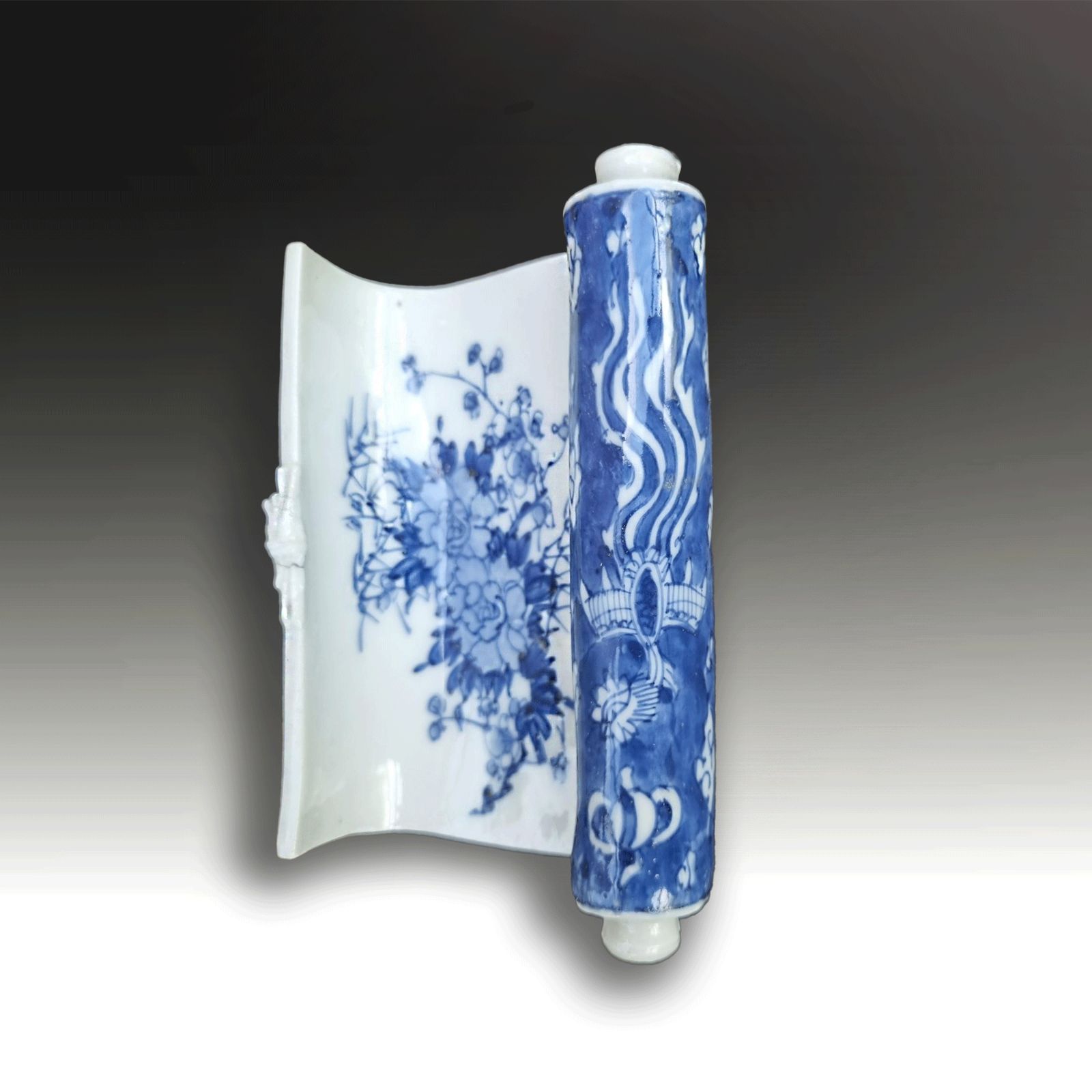 Japanese Early Seto Brush Holder  Superb & Very Rare  Formed As A Scroll  14cm W photo Home Decor