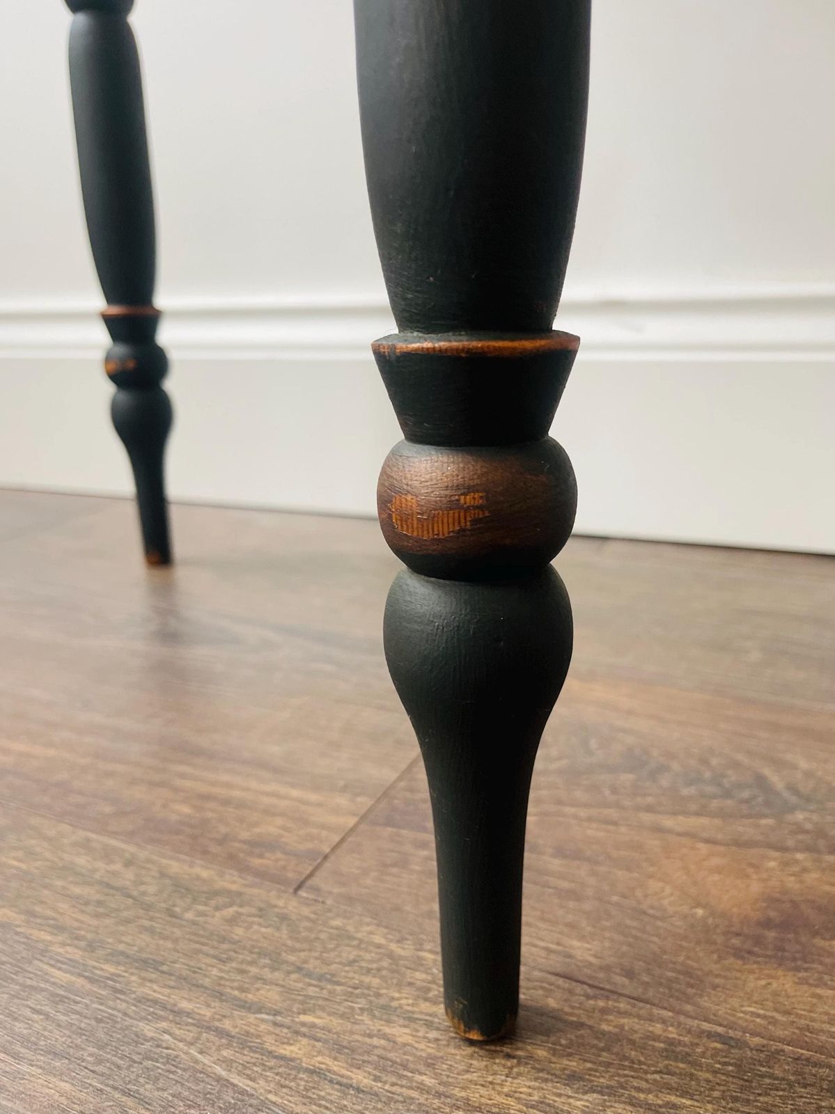 Vintage French Style Half Moon Table Hand Pained With Black Chalk Paint, Waxed And Finished With Copper Finishing Wax. photo Furniture