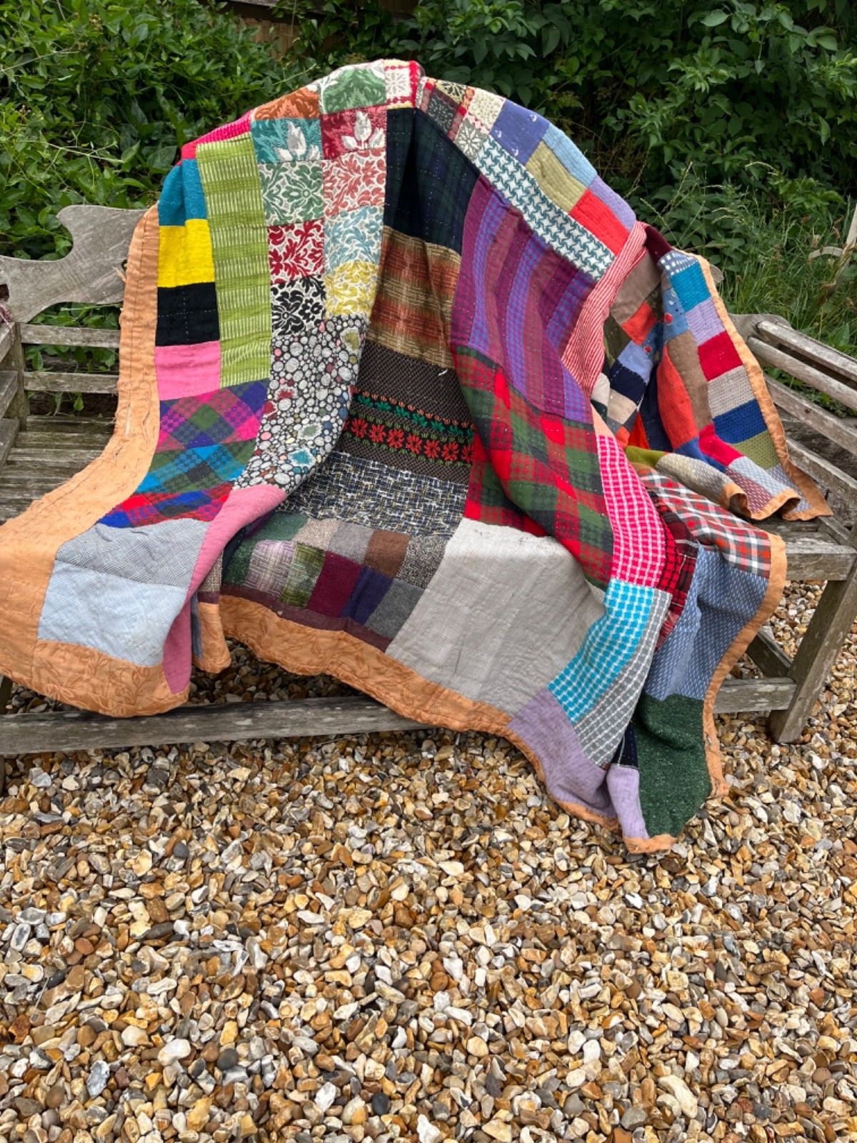 Vintage Patchwork Quilt Handmade Circa 1950’s Colourful photo for sale