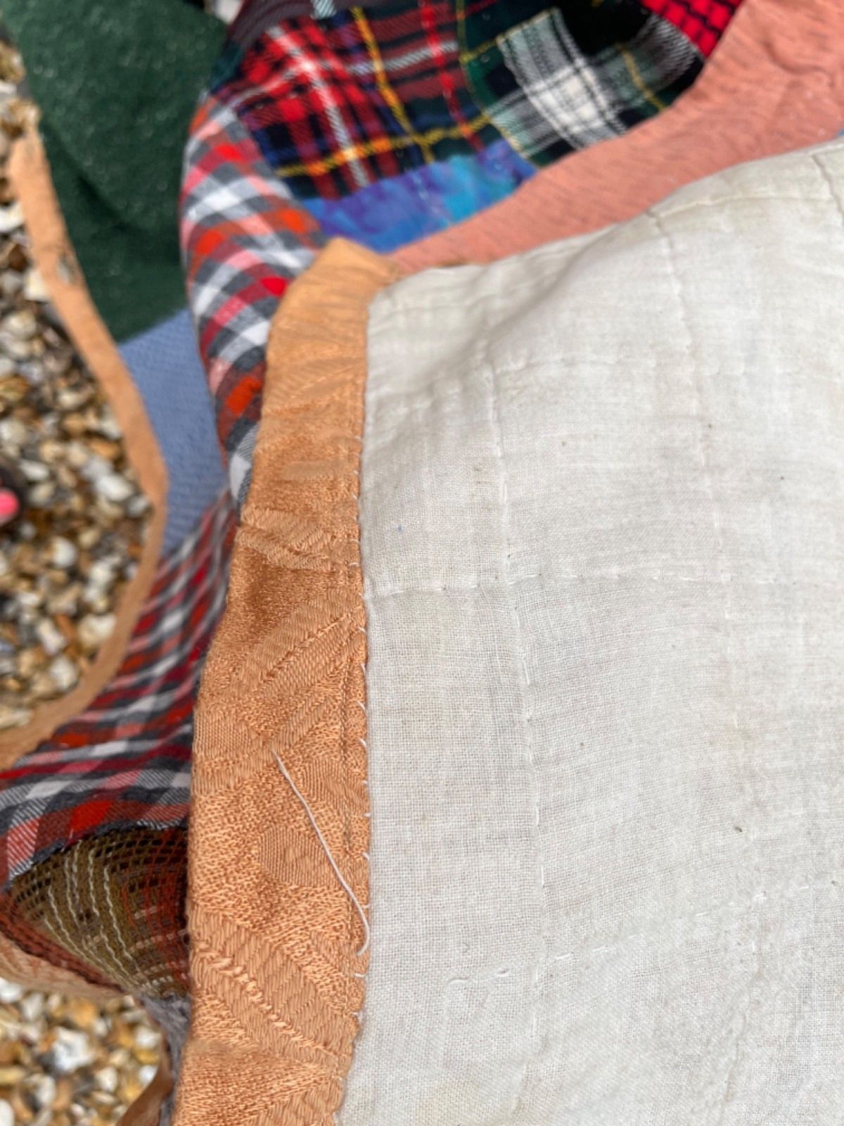 photo furniture Vintage Patchwork Quilt Handmade Circa 1950’s Colourful