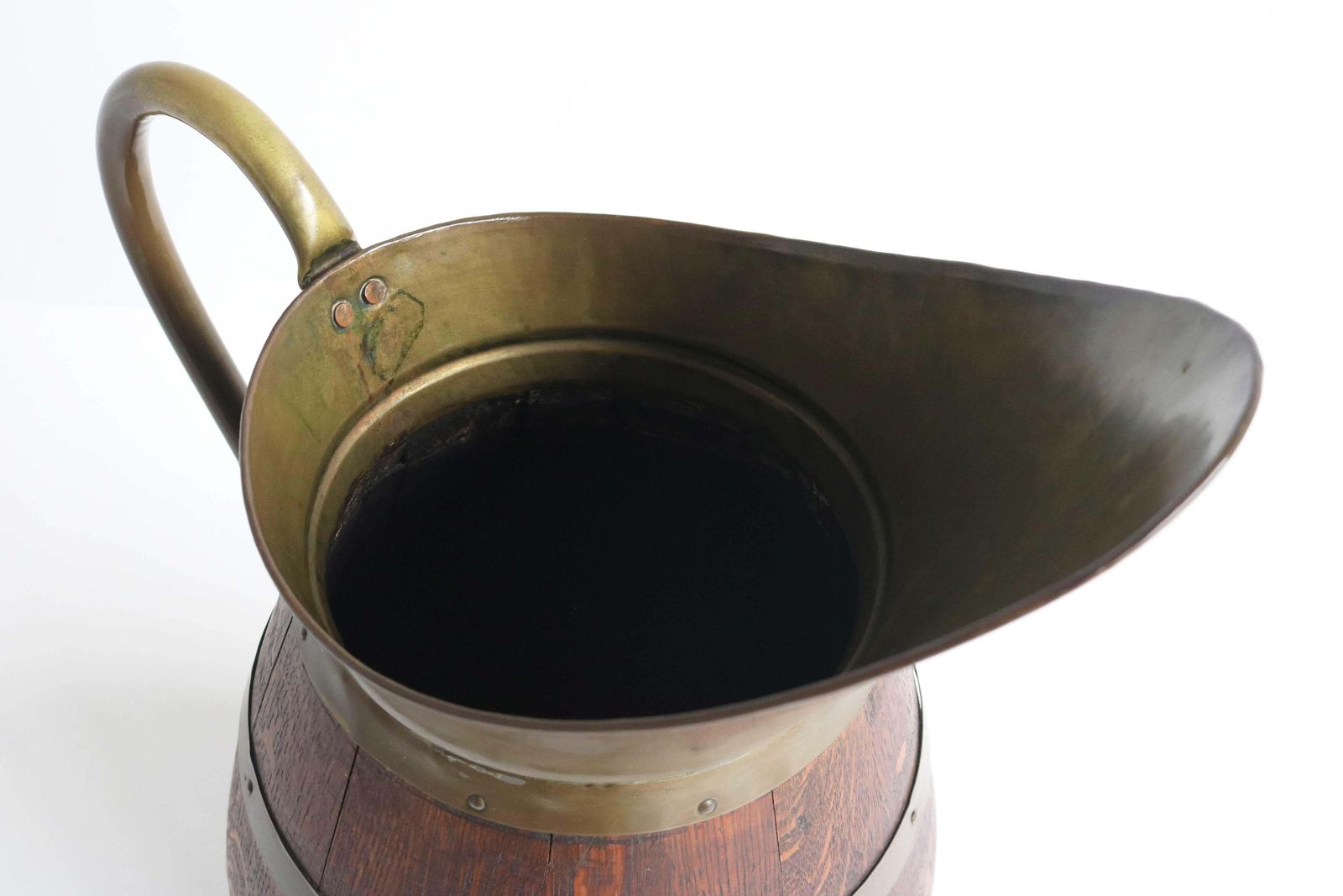 Antique French Copper And Oak Pitcher, Wine Jug Umbrella Holder 1900 Hallway photo for sale