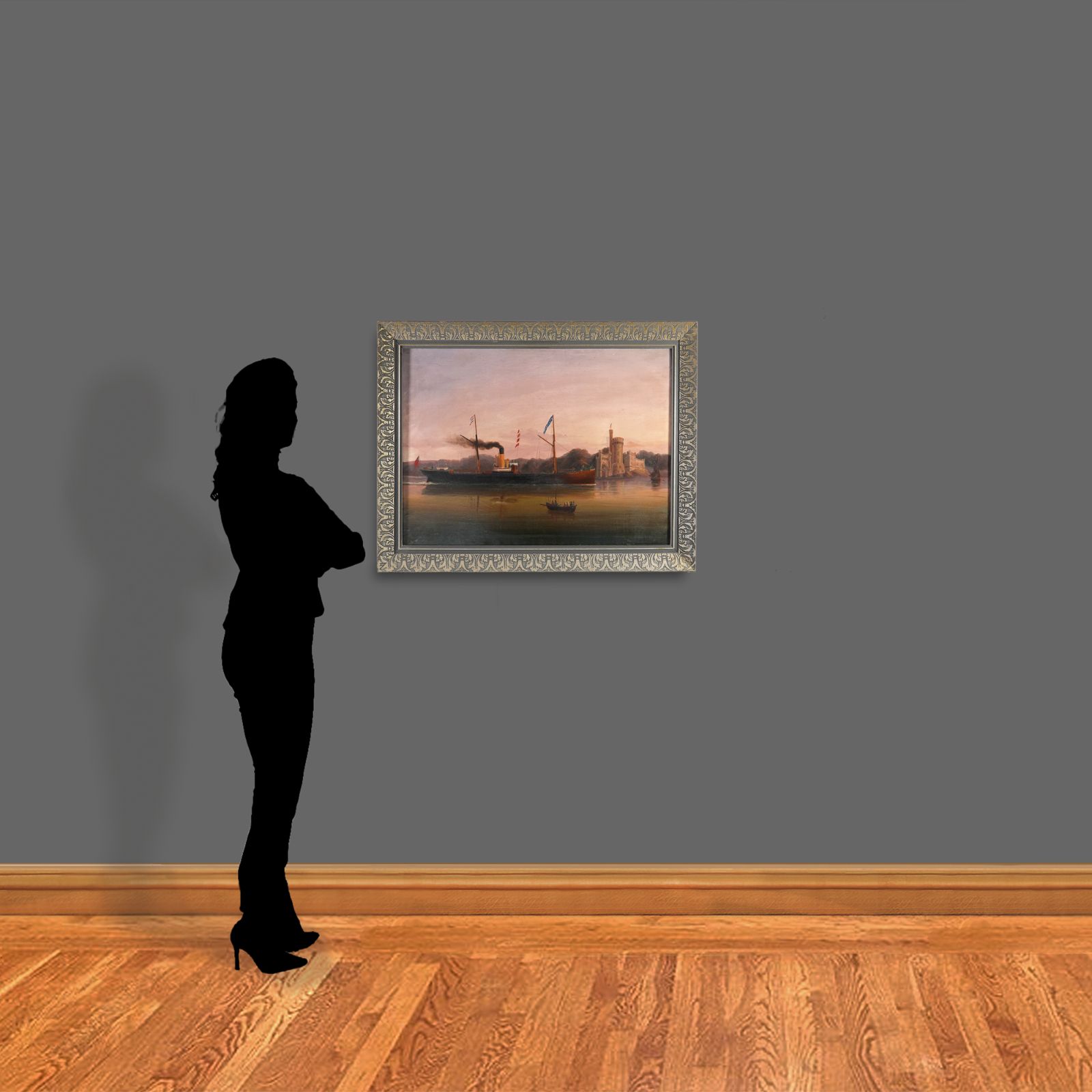 Marine Oil Painting C 1860 "City Of Dortmund" Steam Ship  Blackrock Castle  85cm photo buy