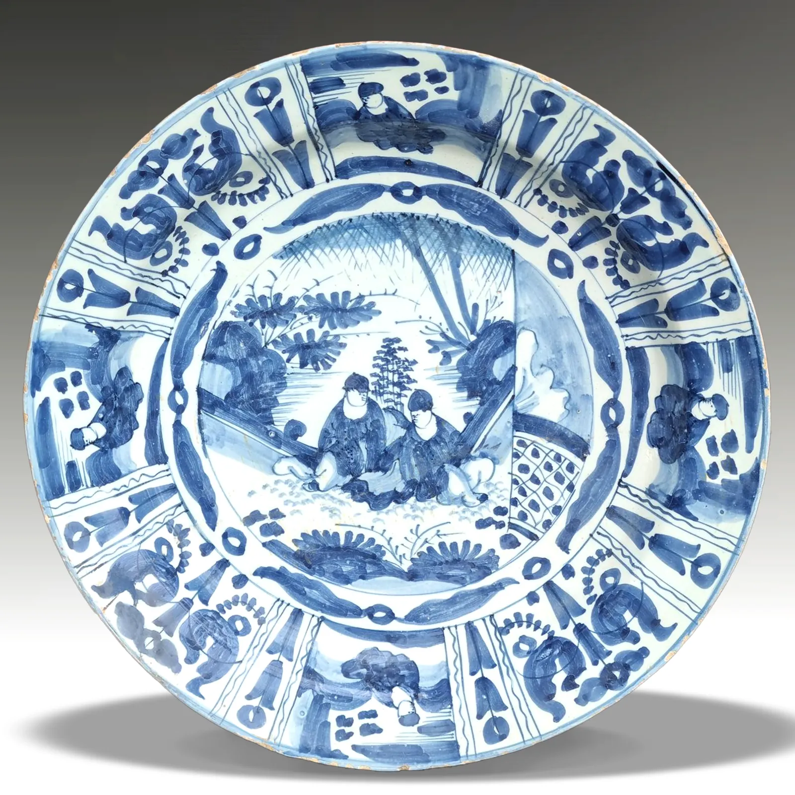 Delft  Early Kraak Charger Late 17th C English? Magnificent Quality 34cm D