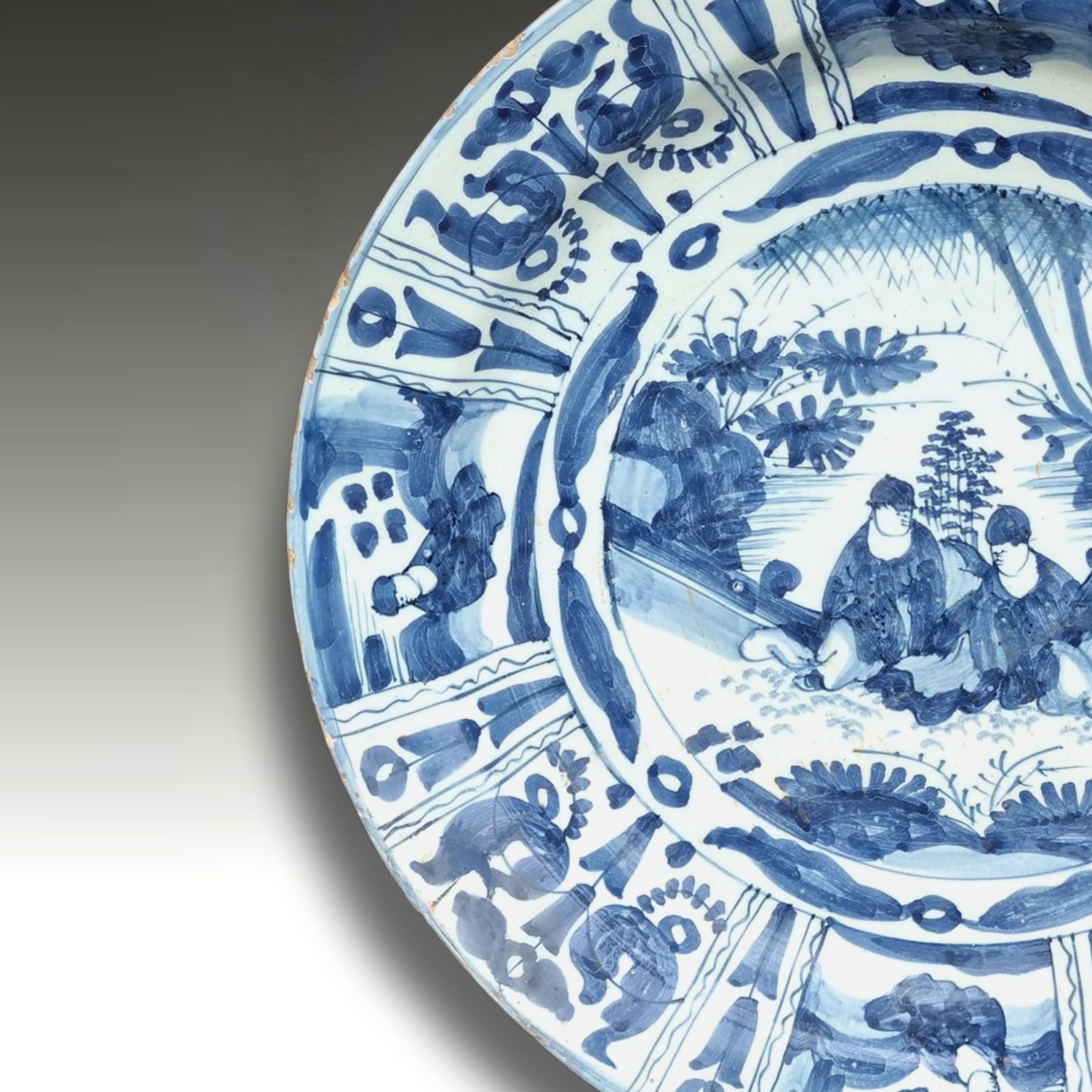 Delft  Early Kraak Charger Late 17th C English? Magnificent Quality 34cm D photo furniture