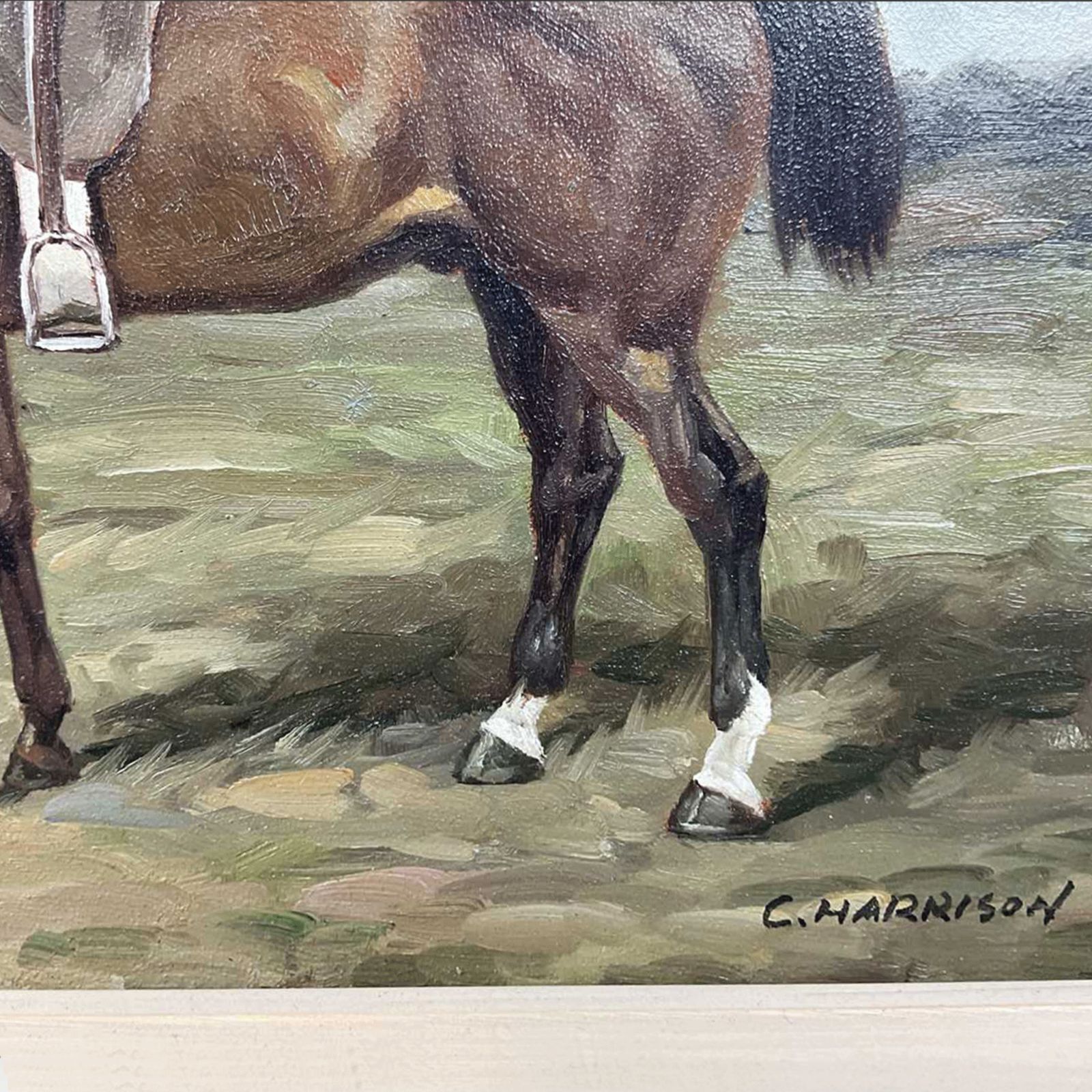 Horse Impasto Oil Painting On Board By C.Harrison (Mid 20thc) Superb 43cm W photo Art
