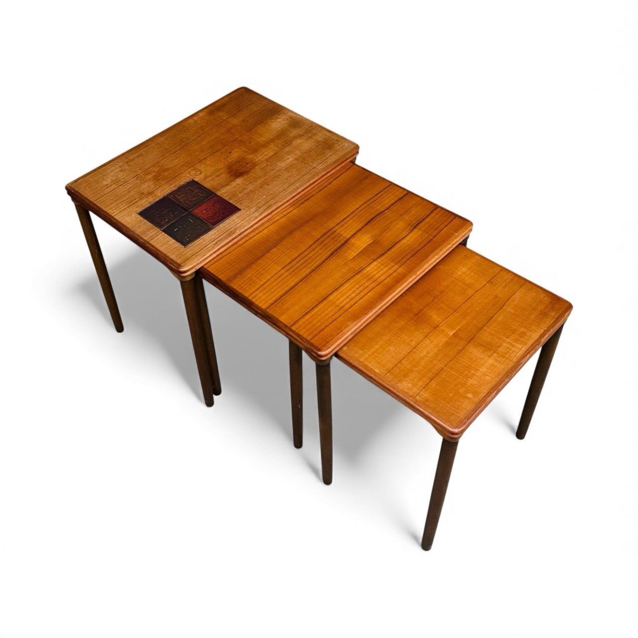 Danish Teak Nest Of Tables Salin Mobler Ceramic Surface Rare Mis Century C1960s
