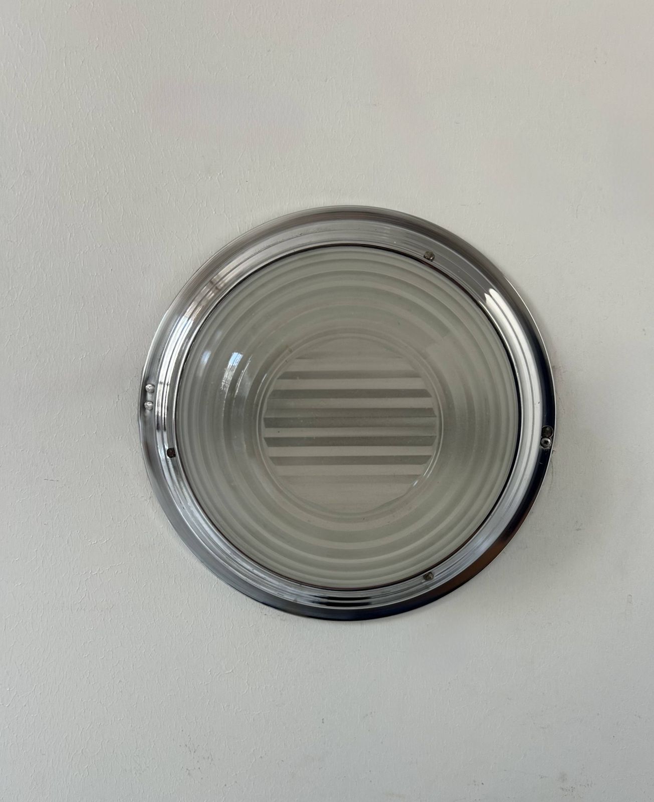 Pair Of Vintage Wall Lights, Chrome And Pressed Sandblasted Glass, France 1930 photo buy