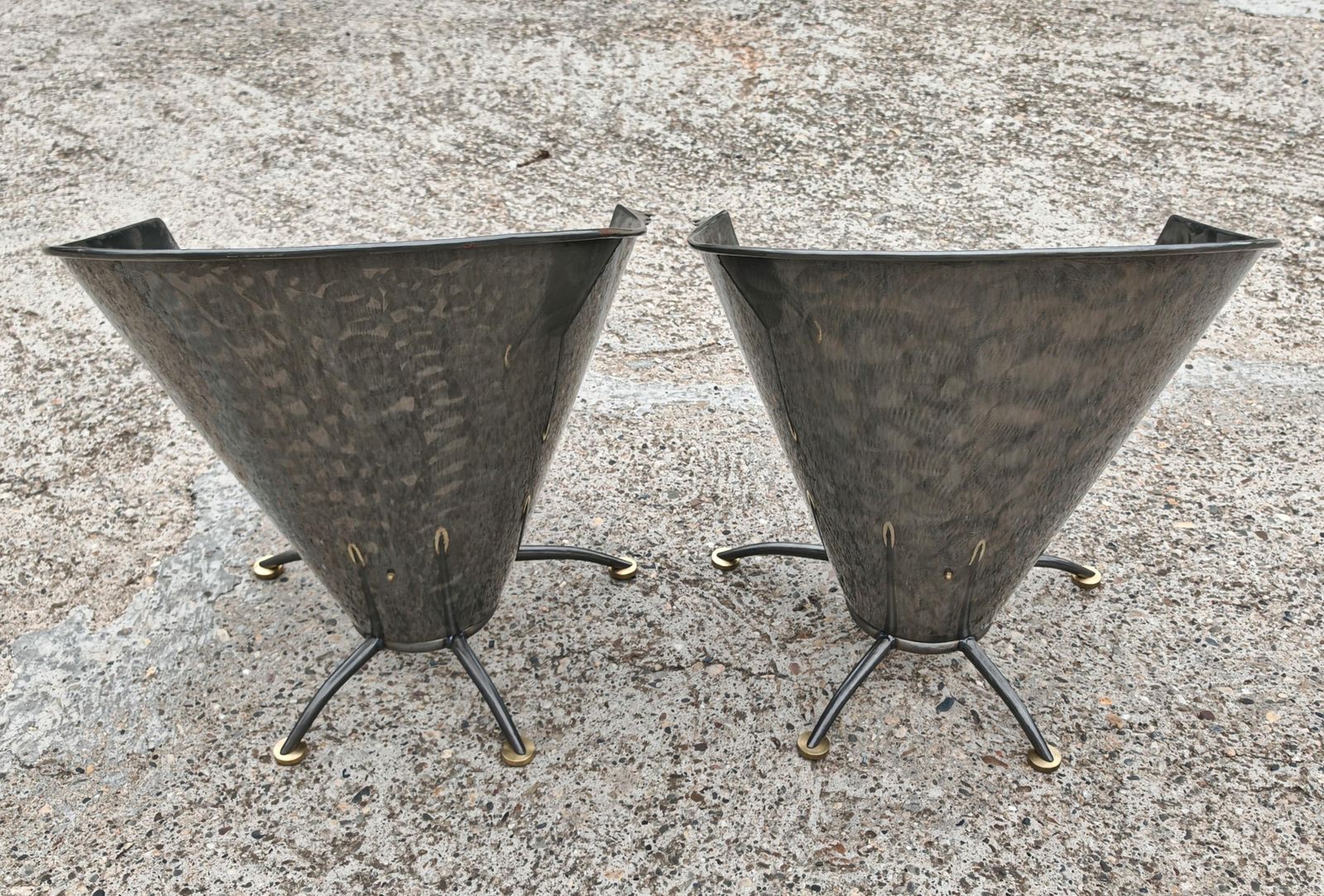 Furniture Postmodern Sculptural Armchairs In Shape Of Cones In Steel By Steel Line, 1980s photo
