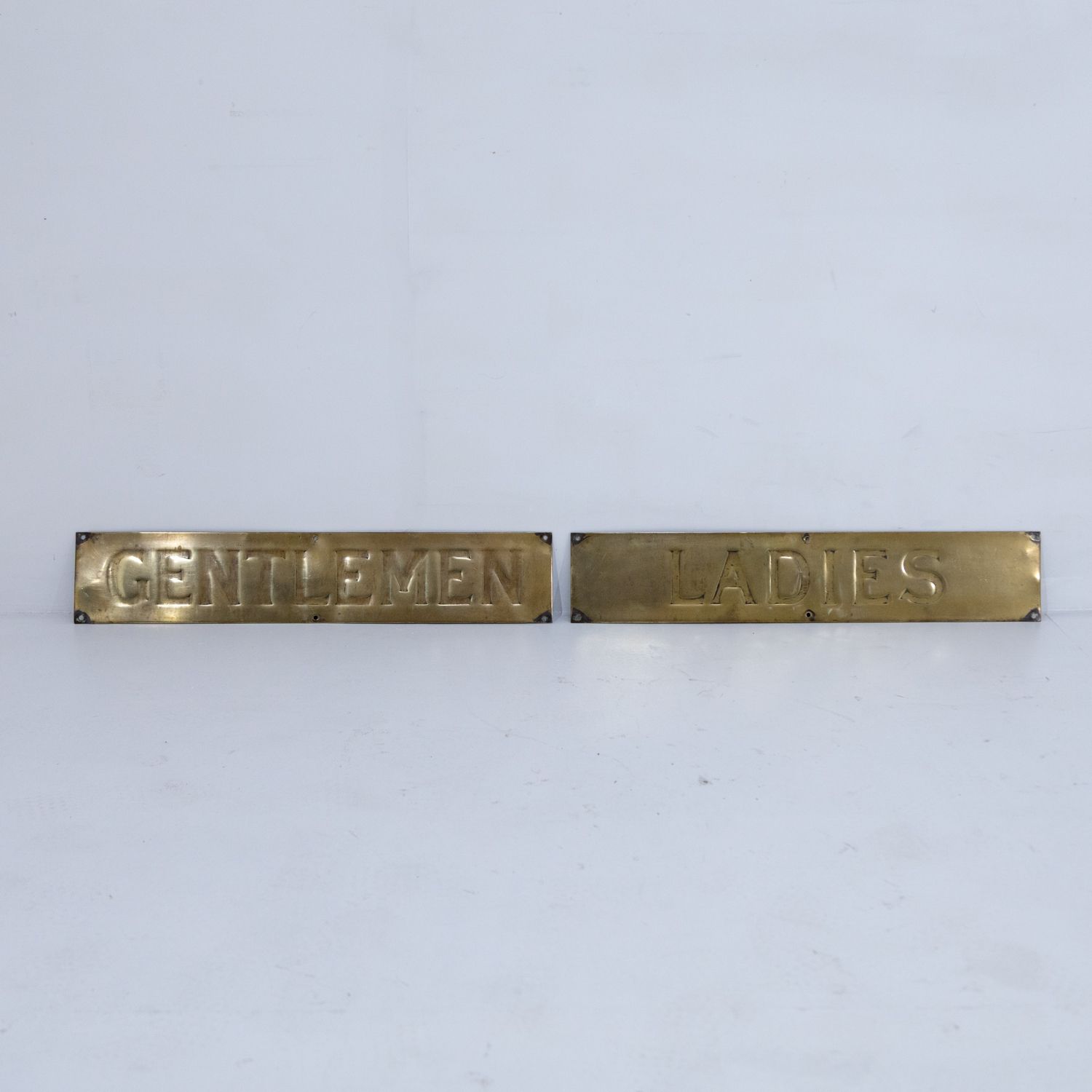 Pair Of Large Early 20th Century Brass Ladies & Gentlemen Signs photo furniture